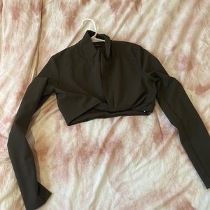 Zara Olive long sleeve with tie in the middle